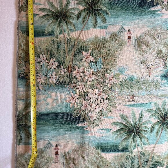 Decorator Fabric Material 6 1/3 yards 58" w Large Tropical Beach Teal Tan #31 - Picture 2 of 4
